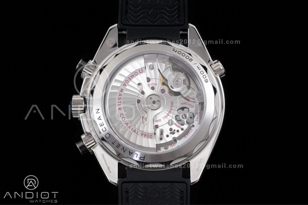 Planet Ocean 600M Chrono SS N1F 1:1 Best Edition Black Dial on Black Rubber Strap A9900 — photo 7