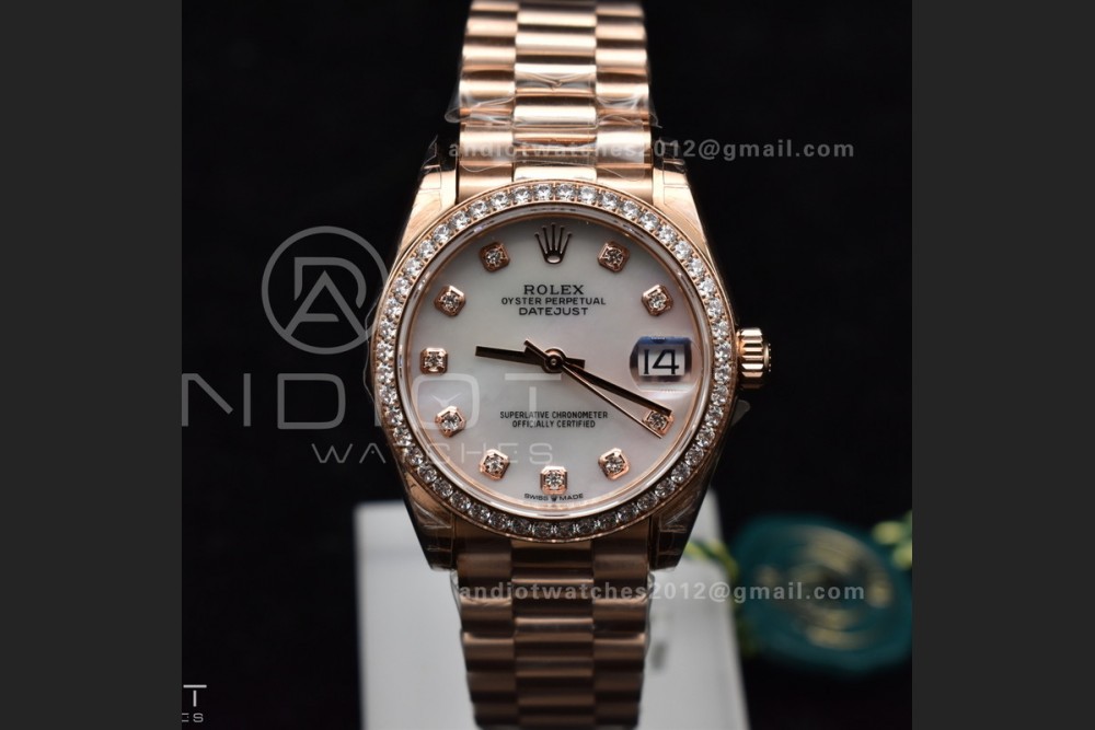 DateJust 31 Ladies 278275 GSF 316L Steel MOP Diamond Dial On Full RG Case and President Sytle Bracelet — photo 3