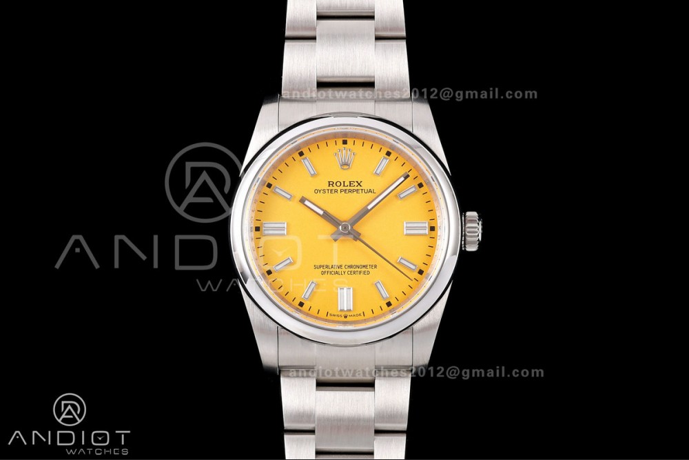 Oyster Perpetual 126000 36mm QF 1:1 Best Edition 904L Steel Yellow Dial JH3230 Free Sprung — photo 3