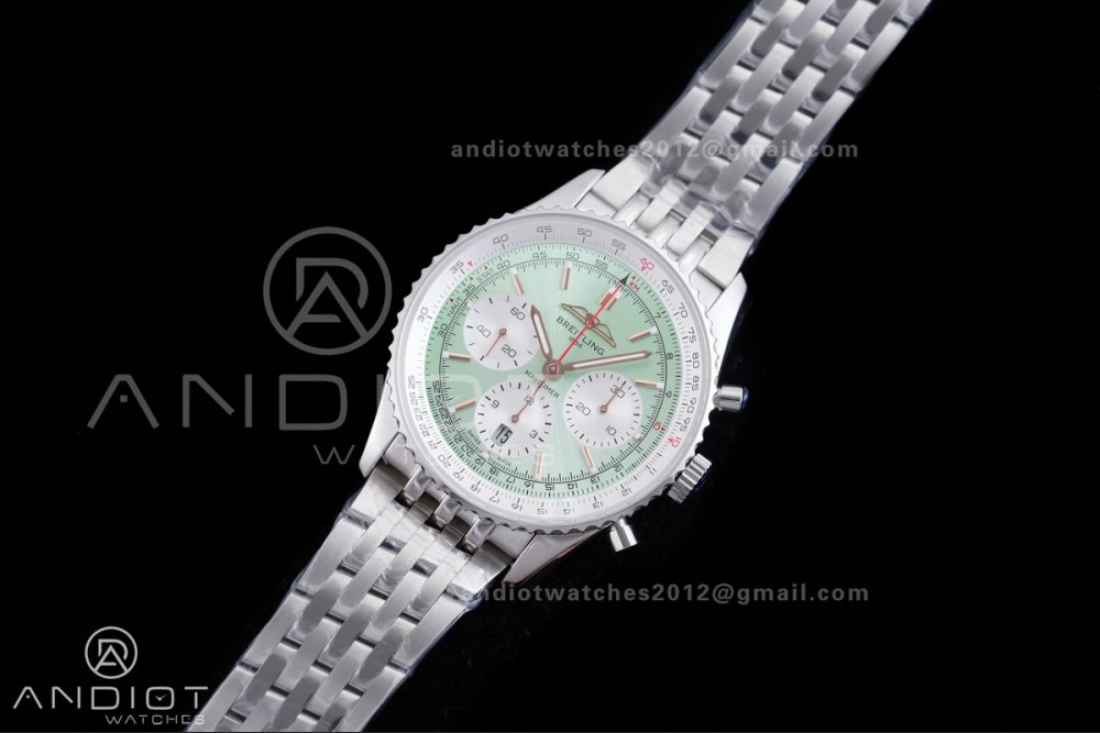 Navitimer B01 SS 43mm BLS 1:1 Best Edition Light Dial White Subdial on SS Bracelet A7750 — photo 2