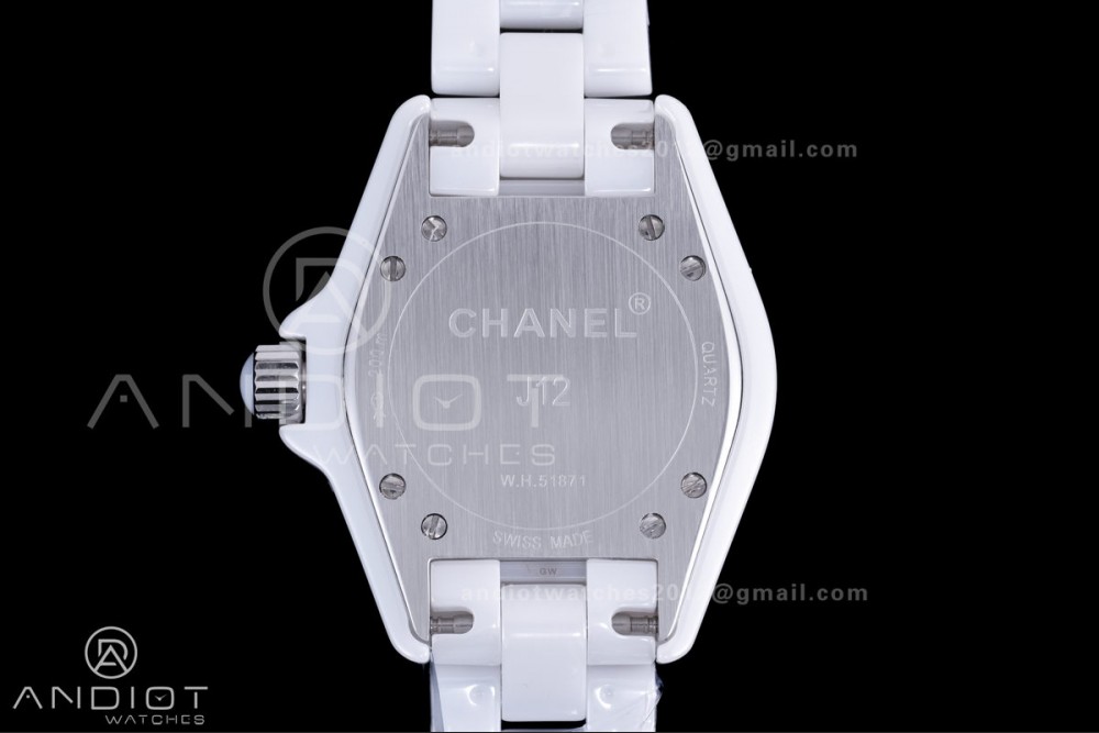 J12 33mm HTF 1:1 Best Edition White Korea Ceramic White Dial Blue Markers on Bracelet Swiss Quartz — photo 6