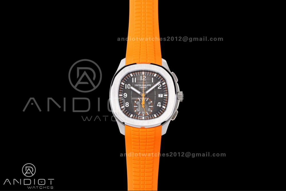 Aquanaut 5968 SS DDF 1:1 Best Edition Gray Dial on Orange Rubber Strap A520