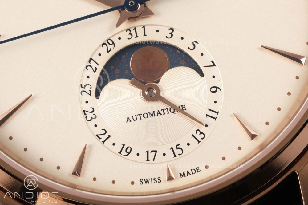Master Ultra Thin Moon RG RZF 1:1 Best Edition Cream Dial on Black Leather Strap SA925 Super Clone — photo 5