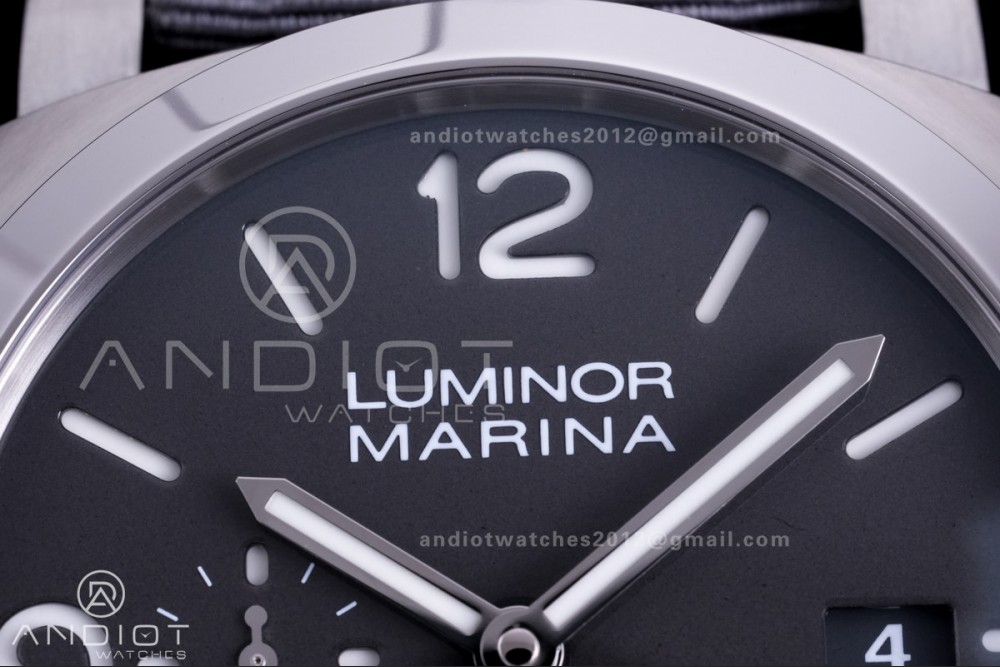 PAM1358 Luminor Marina eSteel VSF 1:1 Best Edition on Gray Nylon Strap P.9010 — photo 3