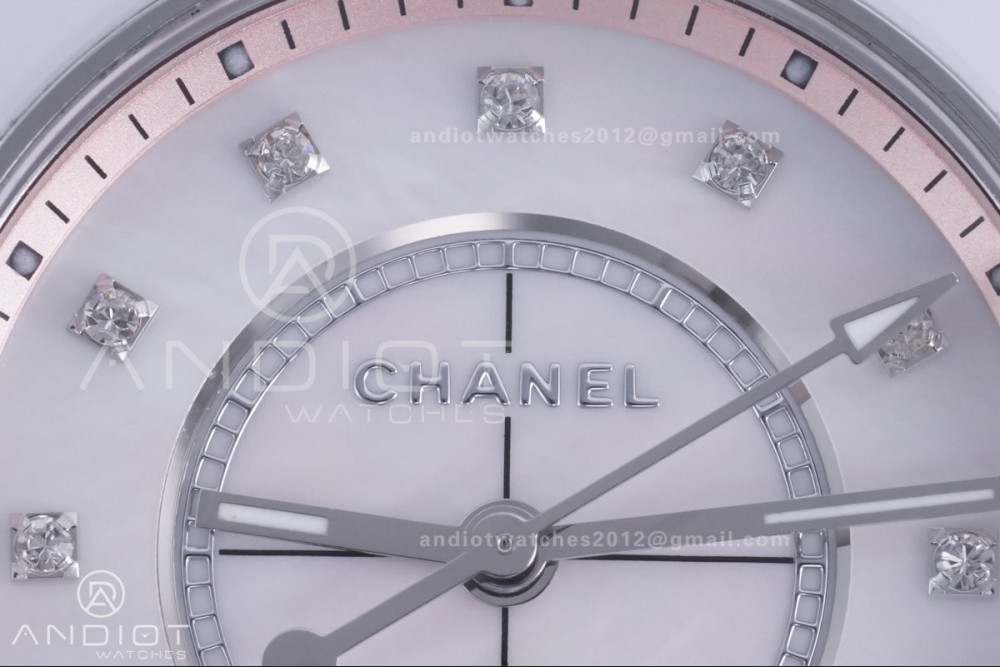 J12 33mm HTF 1:1 Best Edition White Korea Ceramic Cream Diamonds Dial on Bracelet Swiss Quartz — photo 3