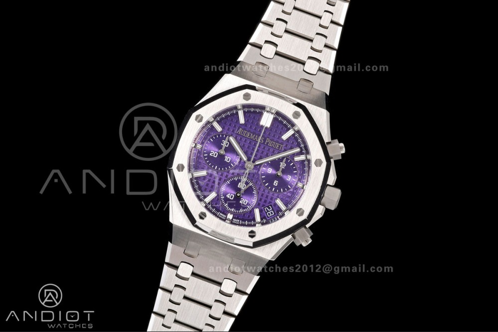 Royal Oak Chrono 26240 SS OCTA 1:1 Best Edition Purple Dial on SS Bracelet JH4401 Super Clone (Free Sprung) — photo 2