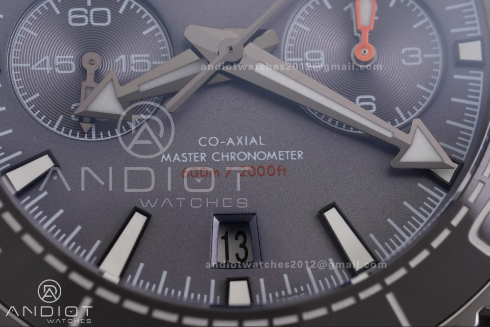Planet Ocean 600M Chrono SS N1F 1:1 Best Edition Gary Dial 1/4 Orange Bezel on Rubber Strap A9900 — photo 5