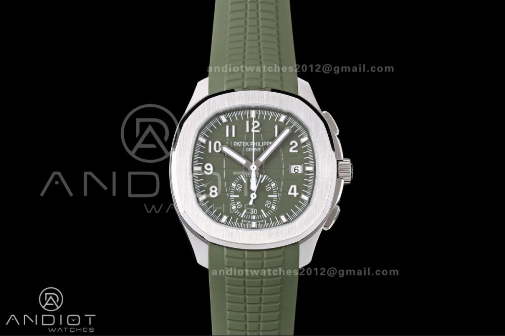 Aquanaut 5968 SS DDF 1:1 Best Edition Green Dial on Green Rubber Strap A520 — photo 3