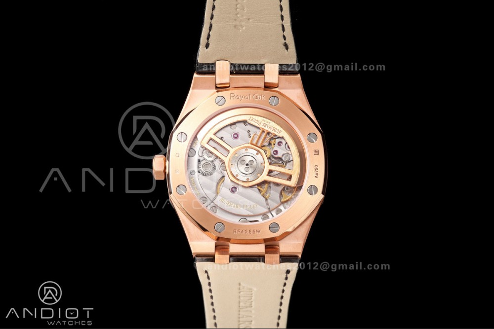 Royal Oak 41mm 15500 RG DDF 1:1 Best Edition Black Dial on Black Leather Strap DD4302 Super Clone (Weighted) — photo 9