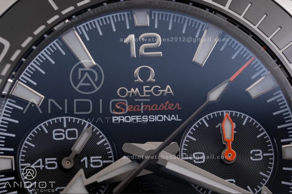 Planet Ocean 600M Chrono SS N1F 1:1 Best Edition Black Dial on Black Rubber Strap A9900 — photo 3