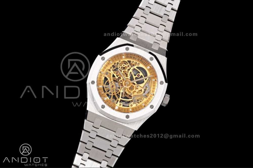 Royal Oak 41mm Openworked 15407 SS DDF 1:1 Best Edition YG Dial on SS Bracelet SA3132 Double Balance Wheels — photo 2