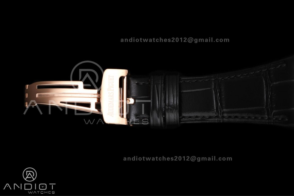 Royal Oak 41mm 15500 RG DDF 1:1 Best Edition Black Dial on Black Leather Strap DD4302 Super Clone (Weighted) — photo 18