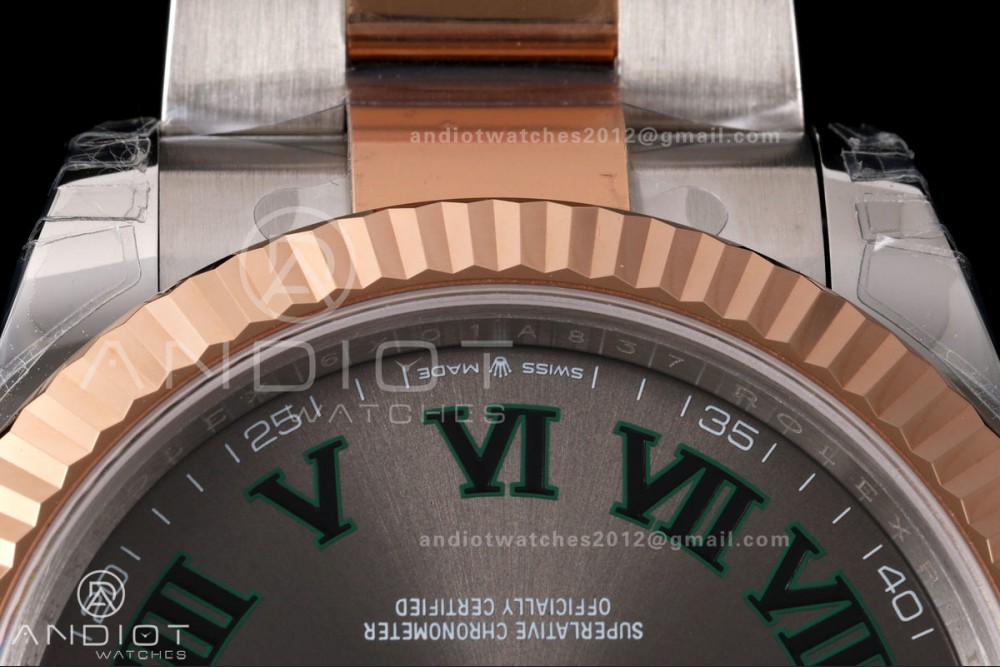 DateJust 41 126331 SS/RG VSF 1:1 Best Edition Gray Dial Green Roman on Oyster Bracelet VS3235 V2s — photo 7