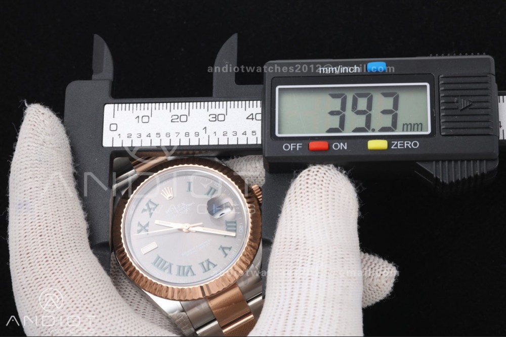 DateJust 41 126331 SS/RG VSF 1:1 Best Edition Gray Dial Green Roman on Oyster Bracelet VS3235 V2s — photo 24