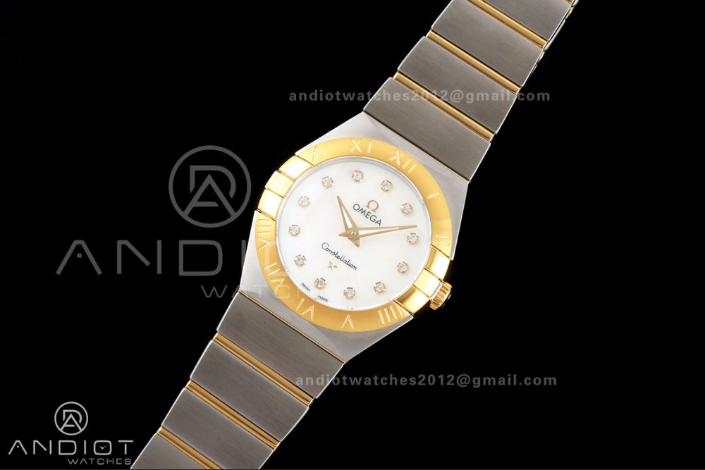 Constellation 28mm SS/YG 8848F 1:1 Best Edition White MOP Diamonds Dial on SS/YG Bracelet ETA Quartz — photo 2