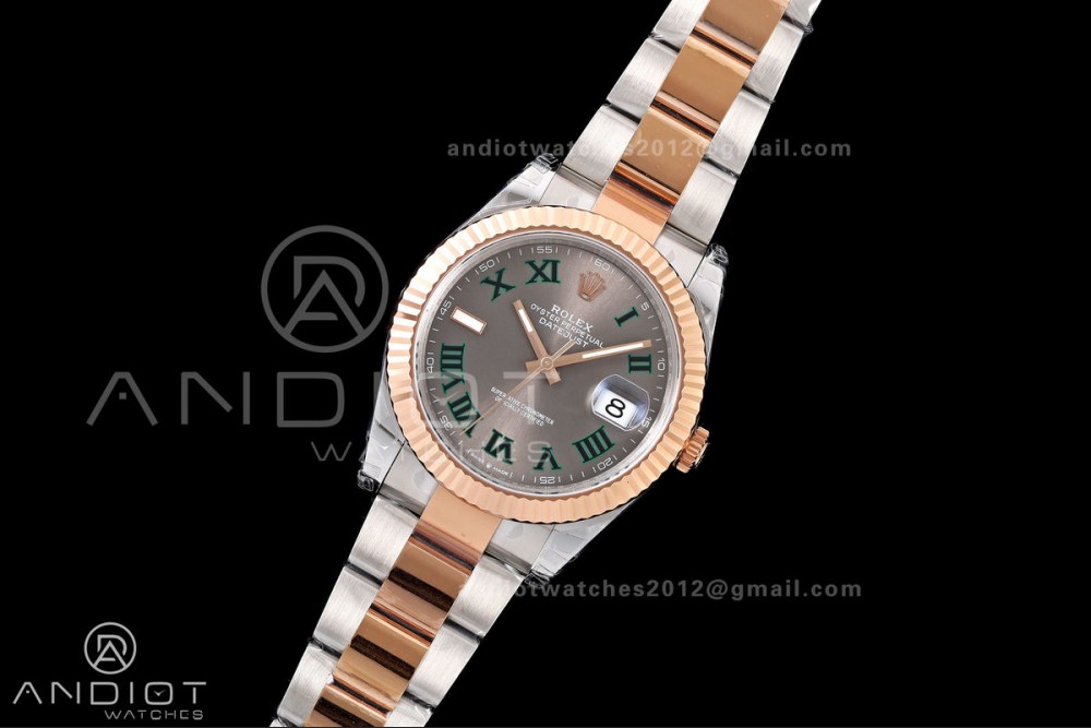 DateJust 41 126331 SS/RG VSF 1:1 Best Edition Gray Dial Green Roman on Oyster Bracelet VS3235 V2s — photo 2