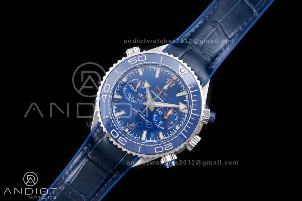Planet Ocean 600M Chrono SS N1F 1:1 Best Edition Blue Dial on Blue Rubber Strap A9900 — photo 2