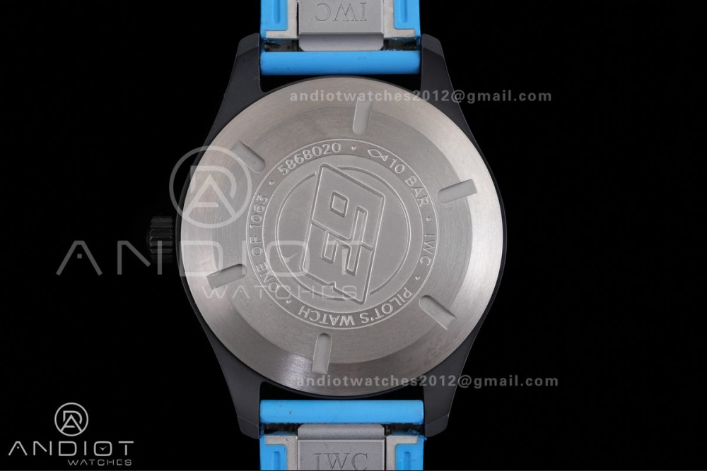 IWC Pilot 41 Top Gun Ceramic IW328107 M+F Best Edition on Blue Rubber Strap MIYOTA 9015 — photo 7