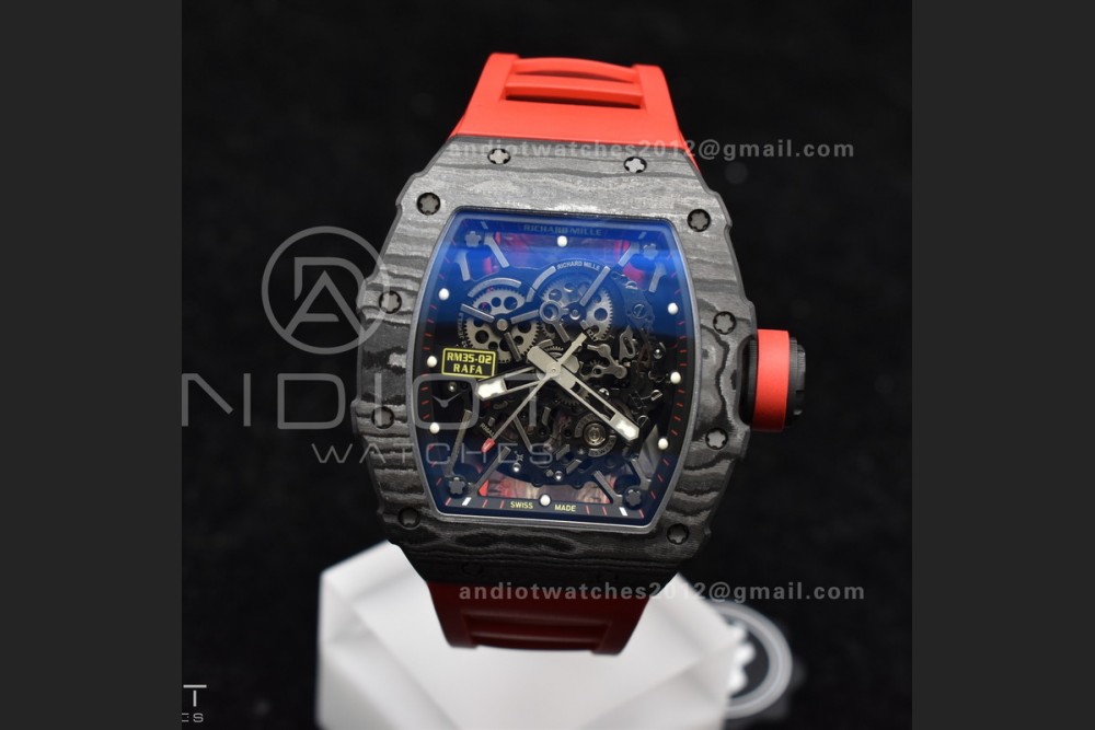 RM035-02 NTPT ZF 1:1 Best Edition Skeleton Dial on Red Rubber Strap RMAL1 Super Clone V6