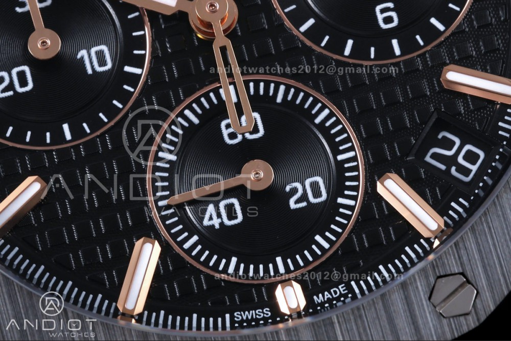 Royal Oak Chrono 26240 Black Ceramic ZF 1:1 Best Edition on Ceramic Bracelet SA4401 Super Clone V2 (Free Sprung) — photo 5
