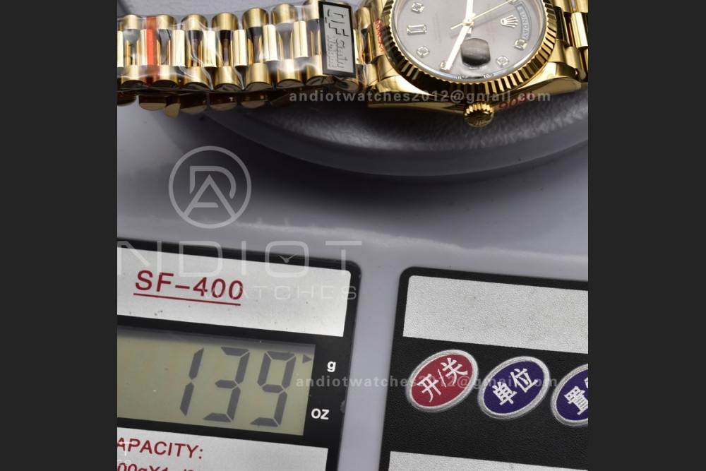 DayDate 36 YG QF Best Edition 904L Steel Grey Dial with Square Diamond on President Bracelet vr3255 V5 (Gain Weight) — photo 15