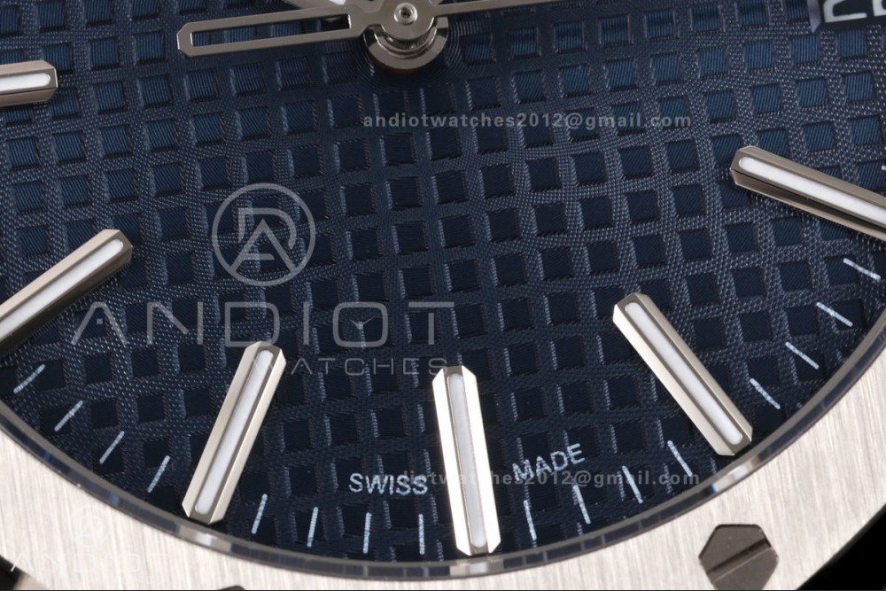 Royal Oak 15510 SS OCTA 1:1 Best Edition Blue Dial on SS Bracelet JH4302 Super Clone (Free Sprung) — photo 5