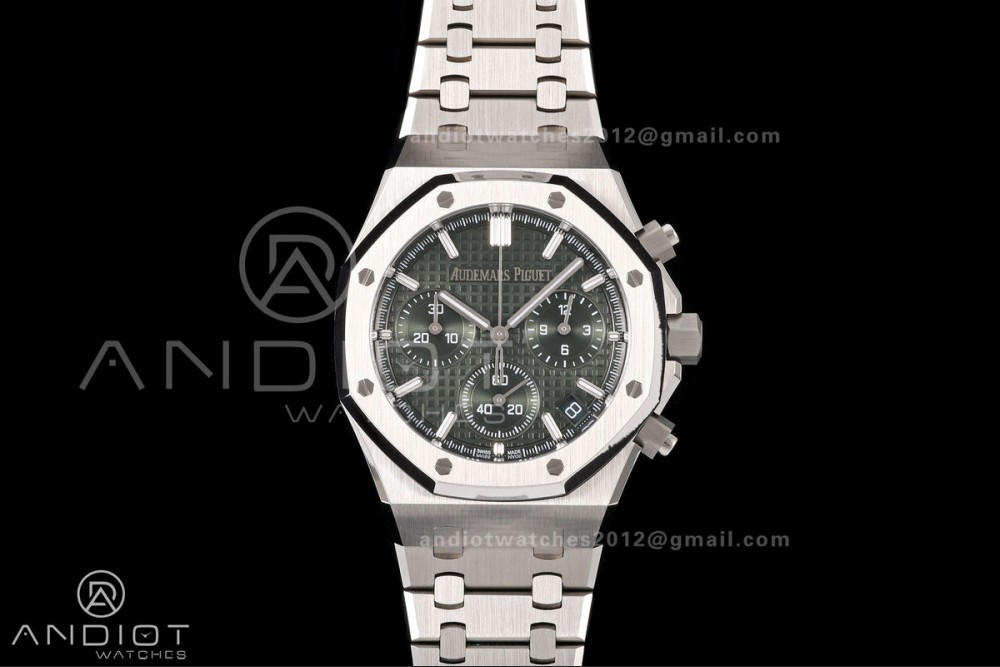 Royal Oak Chrono 26240 SS OCTA 1:1 Best Edition Green Dial on SS Bracelet JH4401 Super Clone (Free Sprung) — photo 3