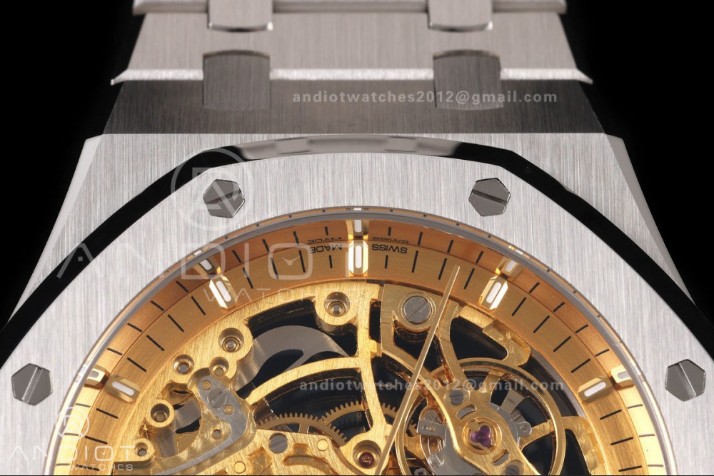 Royal Oak 41mm Openworked 15407 SS DDF 1:1 Best Edition YG Dial on SS Bracelet SA3132 Double Balance Wheels — photo 6