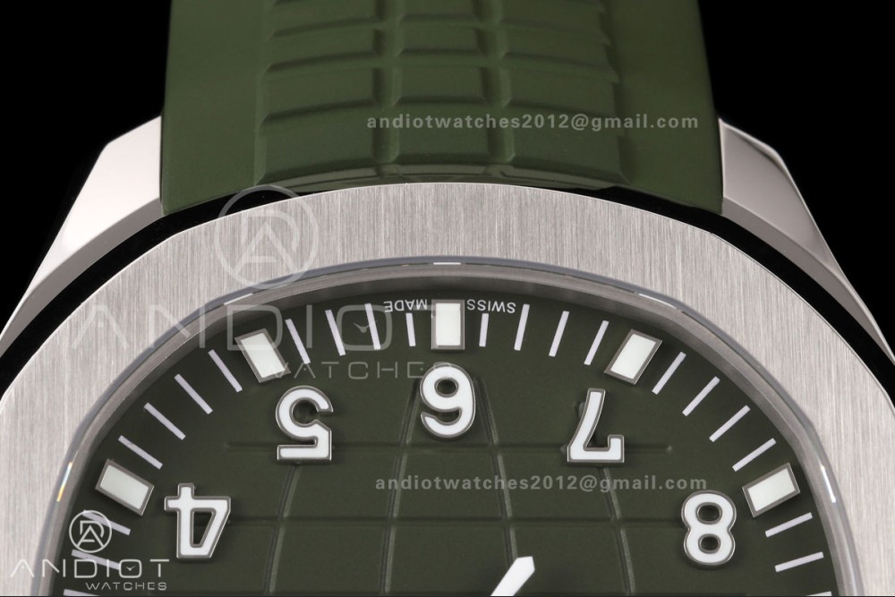 Aquanaut 5168G 42mm SS OME 1:1 Best Edition Green Dial on Green Rubber Strap DPB330 Super Clone (Weighted) — photo 7
