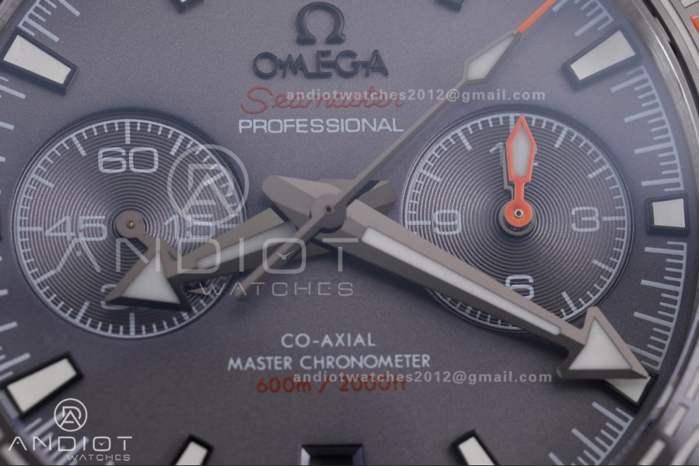 Planet Ocean 600M Chrono SS N1F 1:1 Best Edition Gary Dial 1/4 Orange Bezel on Rubber Strap A9900 — photo 4