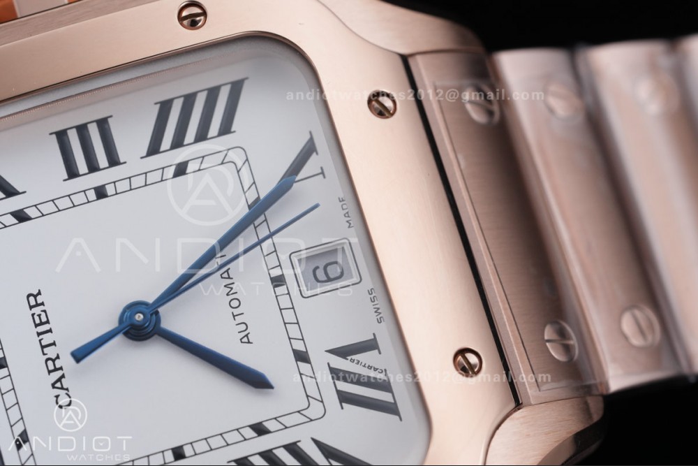 Santos de Cartier 40mm BVF 1:1 Best Edition RG White Dial on RG Smart-Links Bracelet MIYOTA 9039 — photo 6