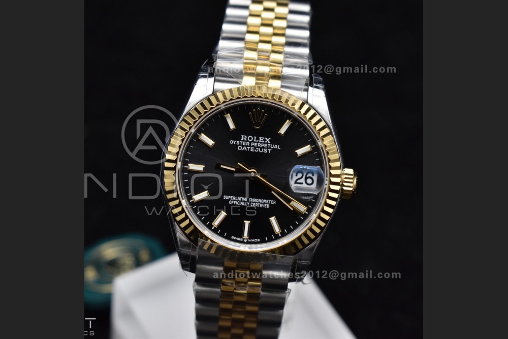 DateJust 31 Ladies 278273 GSF 316L Steel Black Dial Stick Markers on YG President Bracelet — photo 4