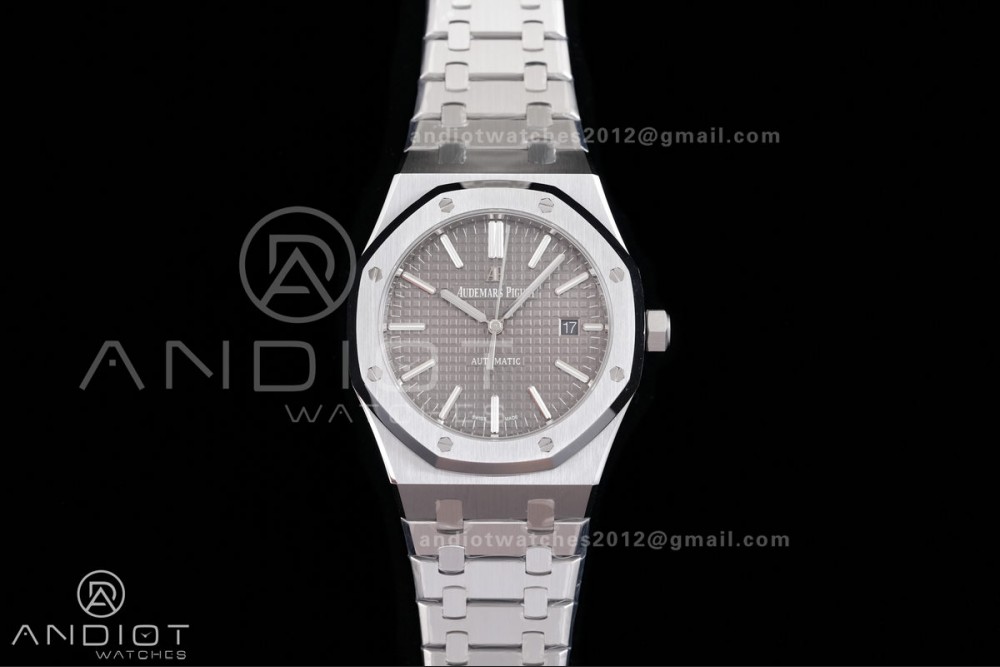Royal Oak 41mm 15400 SS ZF 1:1 Best Edition Gray Textured Dial on SS Bracelet V2 SA3120 Super Clone