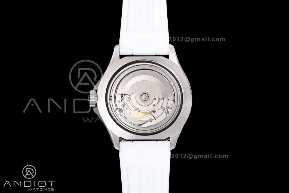 SuperOcean Automatic 42 SS BLF 1:1 Best Edition White Rainbow Dial on White Rubber Strap A2824 — photo 9