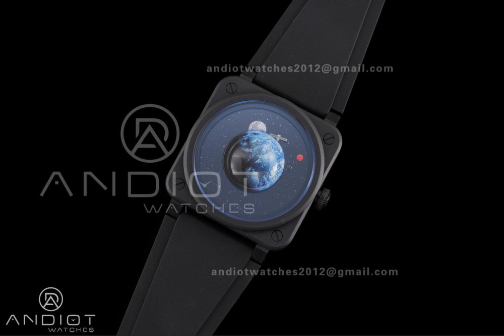 BR03 ASTRO Space Punk Black Ceramic M+F 1:1 Best Edition Aventurine Dial on Rubber Strap A2892 — photo 2