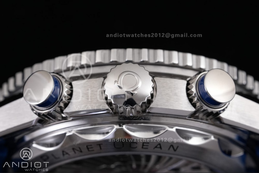 Planet Ocean 600M Chrono SS N1F 1:1 Best Edition Blue Dial on Blue Rubber Strap A9900 — photo 13