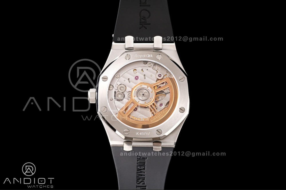 Royal Oak 15500 SS OCTA 1:1 Best Edition Blue Dial on Black Rubber Strap JH4302 Super Clone (Free Sprung) — photo 9