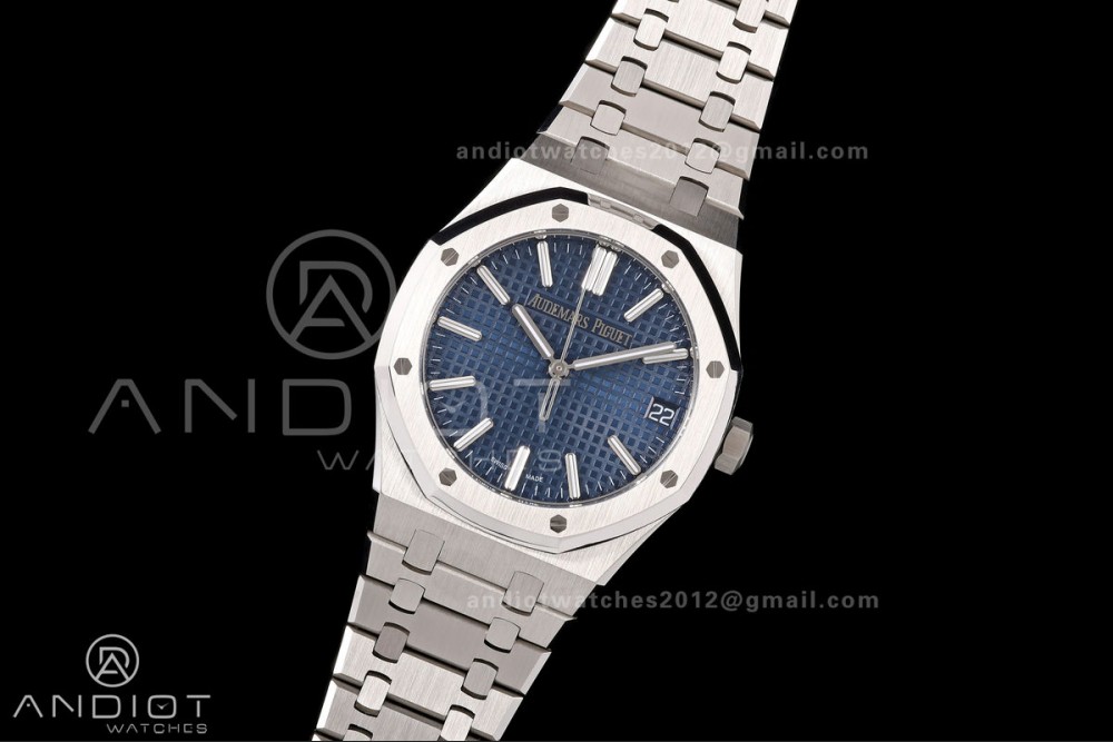 Royal Oak 15510 SS OCTA 1:1 Best Edition Blue Dial on SS Bracelet JH4302 Super Clone (Free Sprung) — photo 2
