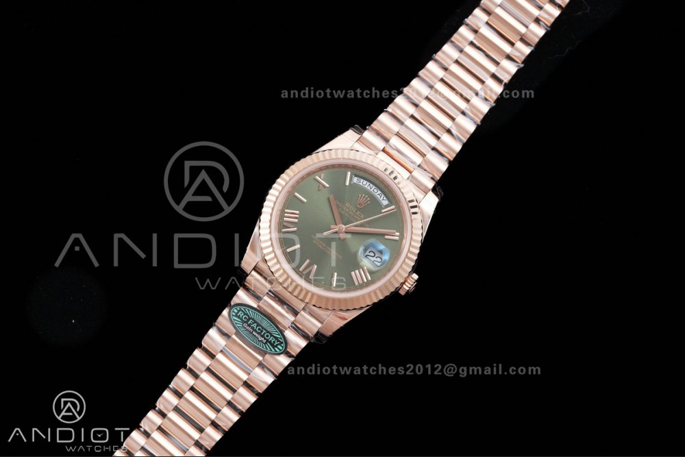 Day Date 40 RG 228235 RCF 1:1 Best Edition Green Roman Dial on President Bracelet VR3255 (211g) — photo 2