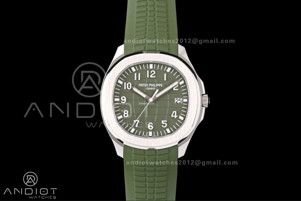 Aquanaut 5168G 42mm SS OME 1:1 Best Edition Green Dial on Green Rubber Strap DPB330 Super Clone (Weighted) — photo 3