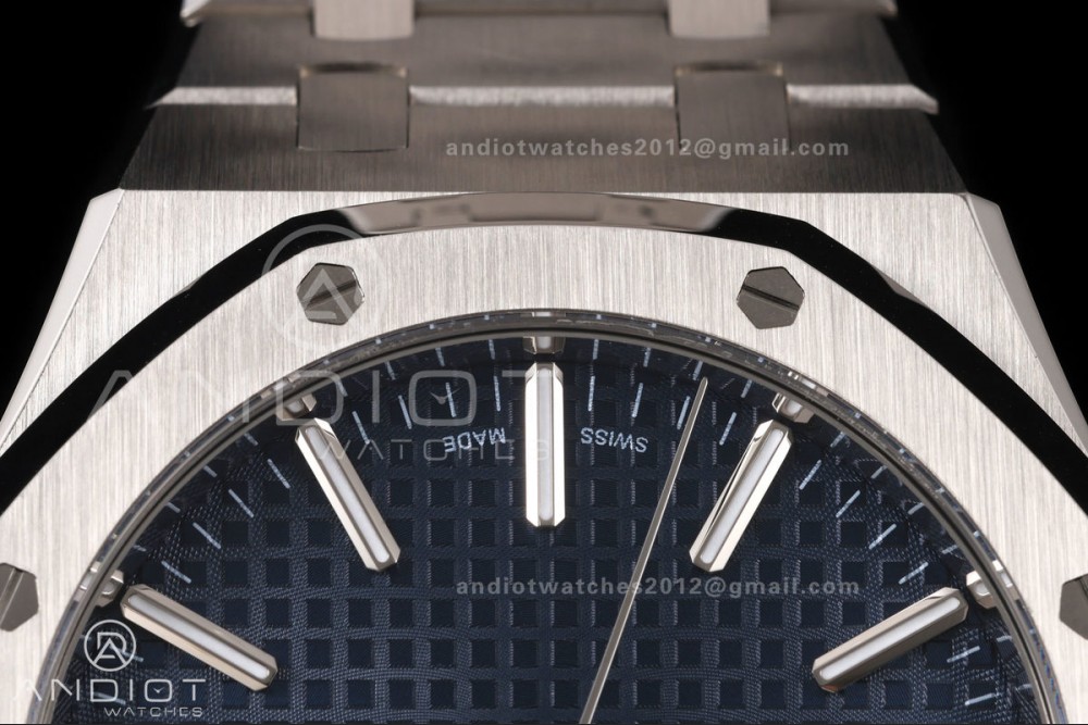 Royal Oak 15510 SS OCTA 1:1 Best Edition Blue Dial on SS Bracelet JH4302 Super Clone (Free Sprung) — photo 7