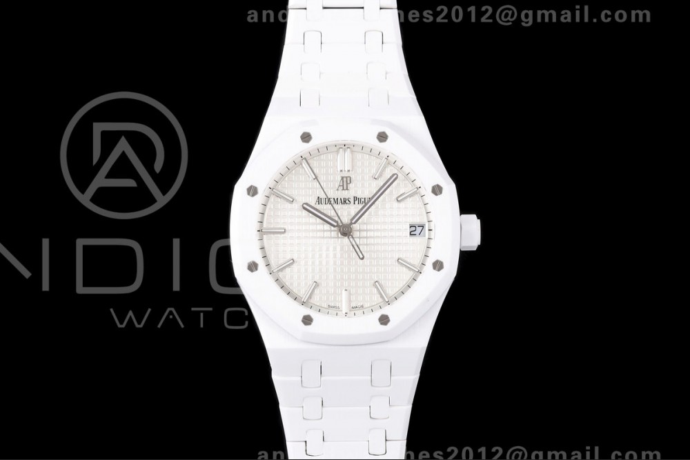Royal Oak 41mm 15500 White Ceramic ZF White Dial on White Ceramic Bracelet SA4302 Super Clone (Free Sprung) — photo 3
