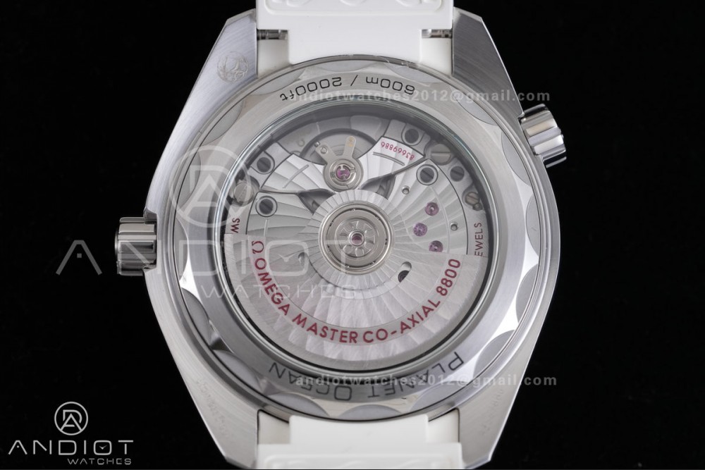 Planet Ocean 39.5mm White Ceramic Bezel SS VSF 1:1 Best Edition White Dial On White Rubber Strap Super Clone Asian 8800 — photo 7