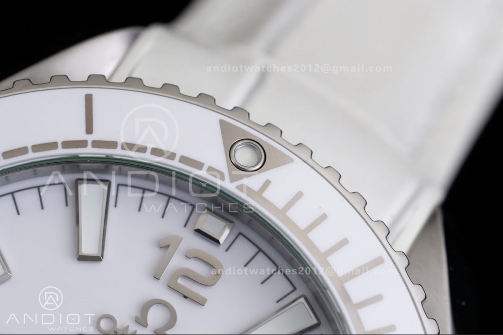 Planet Ocean 39.5mm White Ceramic Bezel SS VSF 1:1 Best Edition White Dial On White Rubber Strap Super Clone Asian 8800 — photo 6