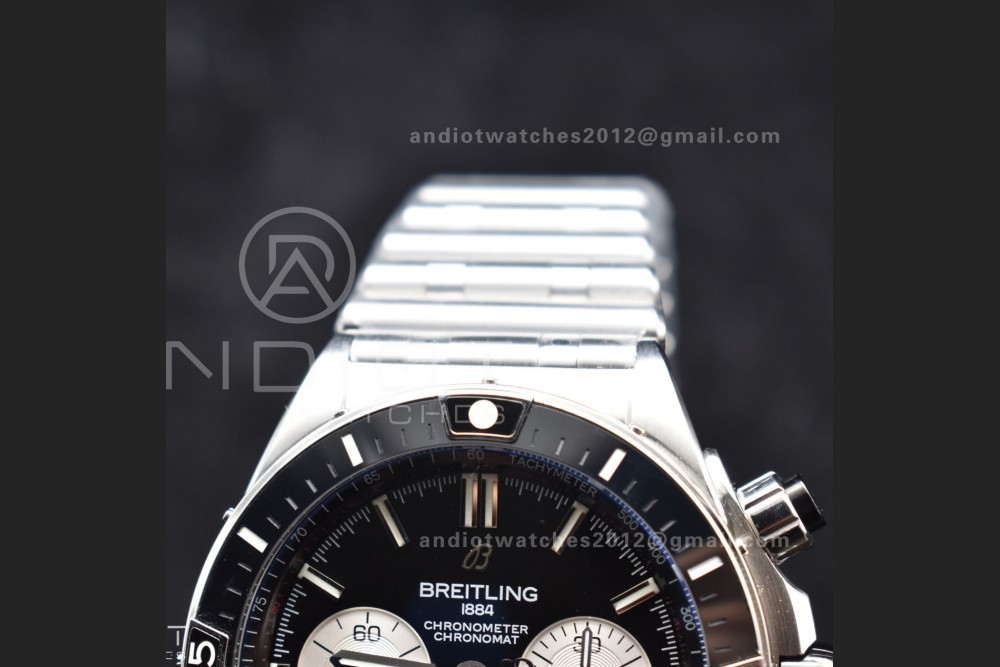Chronomat B01 44mm SS BLSF 1:1 Best Edition Black Dial on SS Bracelet A7750 — photo 5