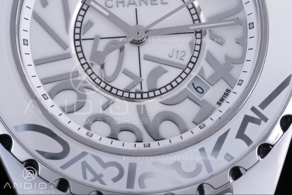 J12 33mm HTF 1:1 Best Edition White Korea Ceramic White Numeral Dial on Bracelet Swiss Quartz — photo 4