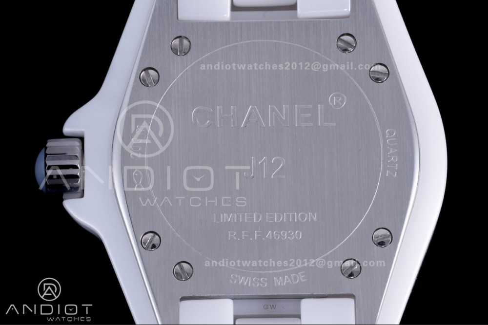 J12 33mm HTF 1:1 Best Edition White Korea Ceramic White Numeral Dial on Bracelet Swiss Quartz — photo 7