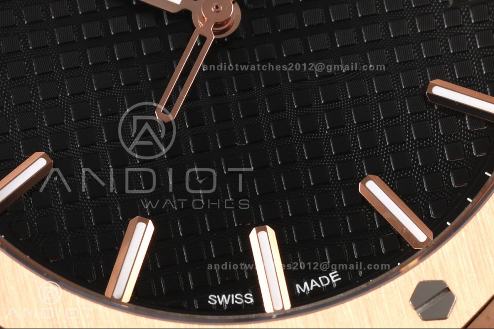 Royal Oak 41mm 15500 RG DDF 1:1 Best Edition Black Dial on Black Leather Strap DD4302 Super Clone (Weighted) — photo 5