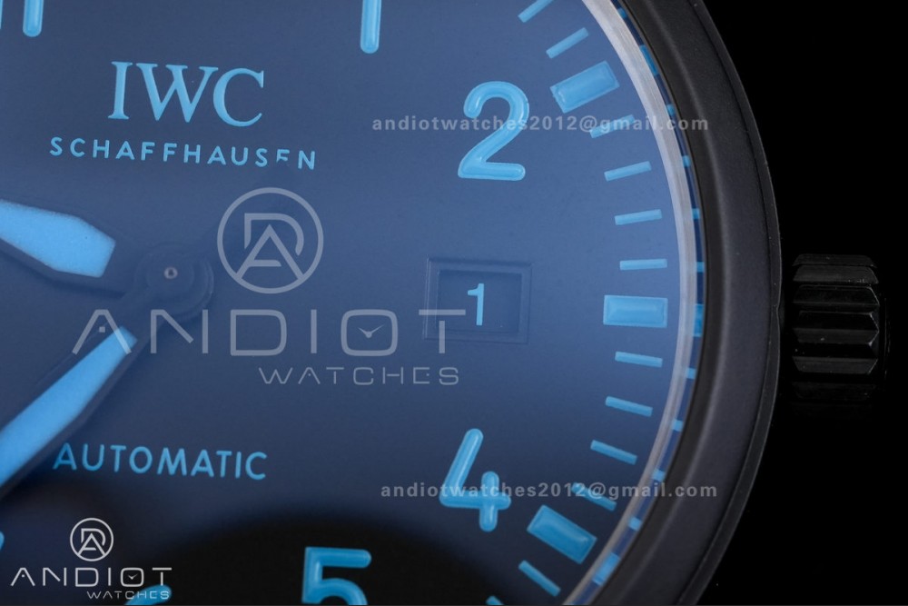 IWC Pilot 41 Top Gun Ceramic IW328107 M+F Best Edition on Blue Rubber Strap MIYOTA 9015 — photo 6