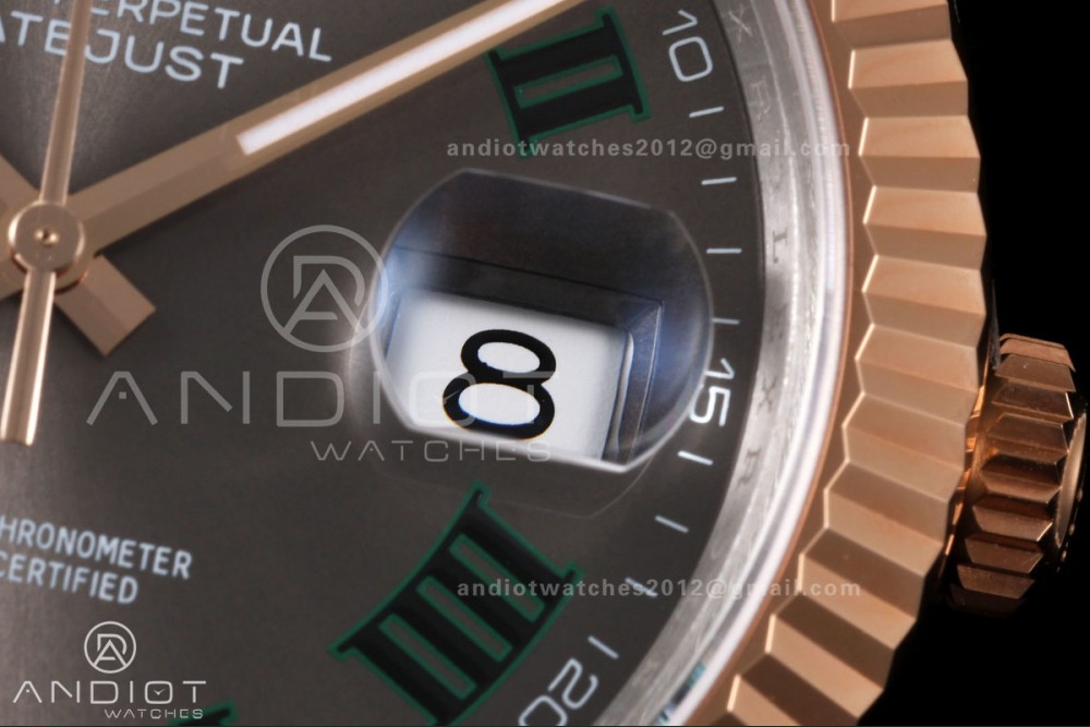 DateJust 41 126331 SS/RG VSF 1:1 Best Edition Gray Dial Green Roman on Oyster Bracelet VS3235 V2s — photo 6